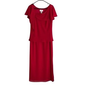 Studio Maxi Dress Red Mother of Bride Glitter Sequin Holiday Cocktail Glam Sz 10
